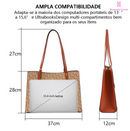 Bolsa de Ombro Espaçosa em Couro Impermeável