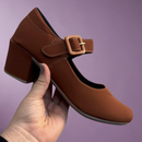 Scarpin Fechado Salto Bloco Nobuck