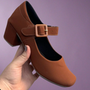 Scarpin Fechado Salto Bloco Nobuck