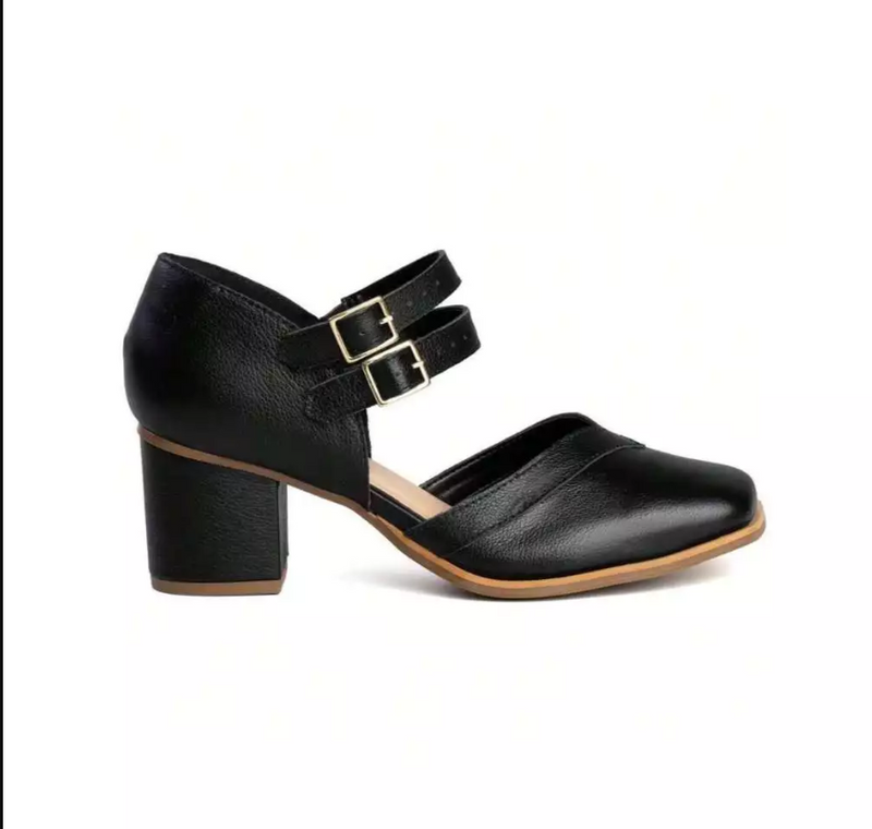 Sapato Retrô Couro Sintético Marrom Elegante e Versátil