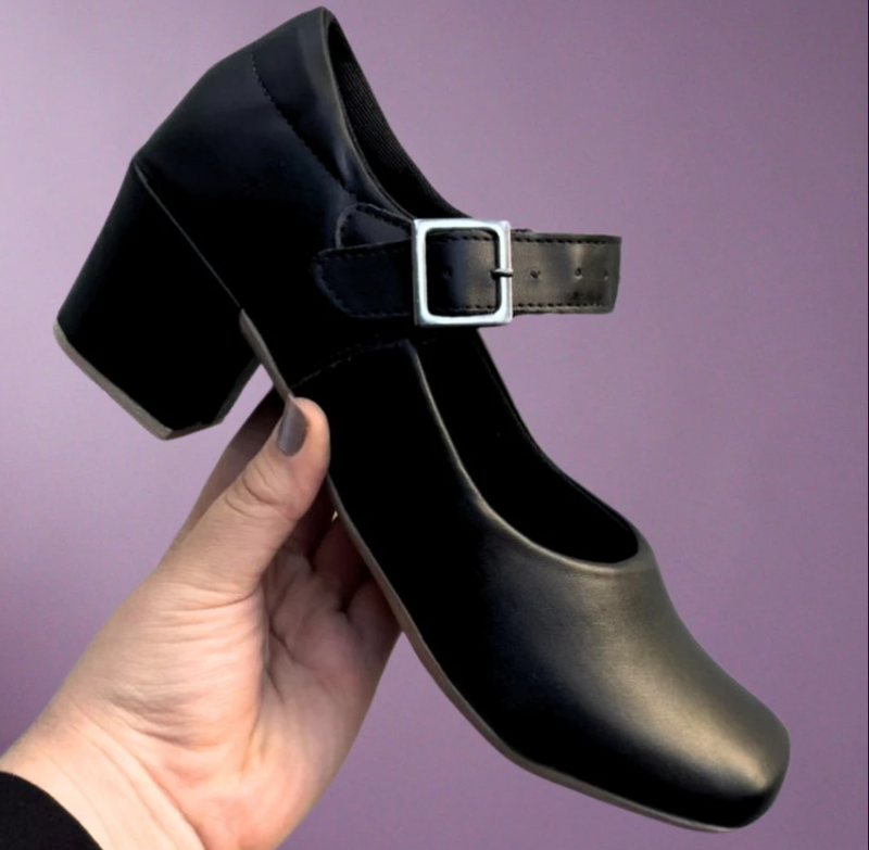 Scarpin Fechado Salto Bloco Nobuck